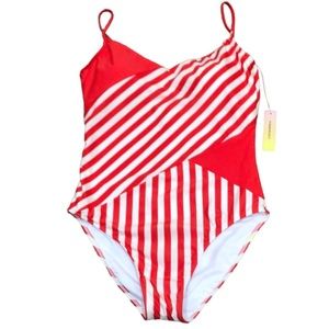 NWT Summersalt Marina One Piece Swimsuit Size 14 Red White Striped